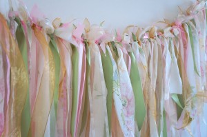 Ribbon bunting, perfect as a smaller backdrop to your dessert table or to dress your gift table or bridal table